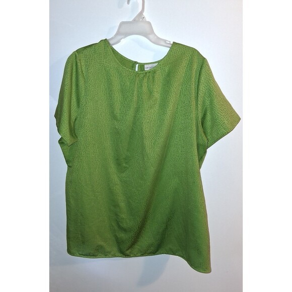 Liz Claiborne Green Short Sleeve Blouse Sz 2X - Picture 1 of 3
